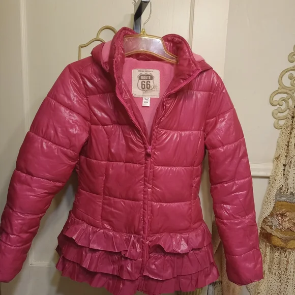 Route 66 Ruffle Bottom Puffer Coat - Picture 2 of 7